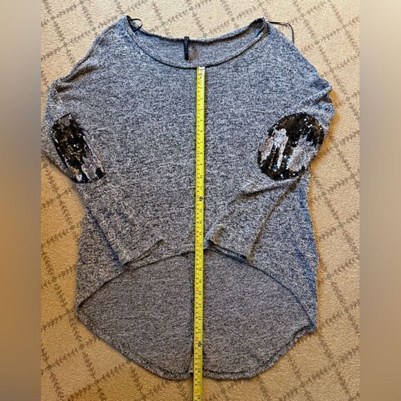 Yetts Los Angeles gray tunic with sequin elbow patches S - Picture 9 of 15